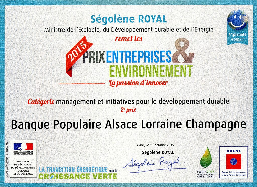 Prix Entreprises Environnement 2015 - BPALC
