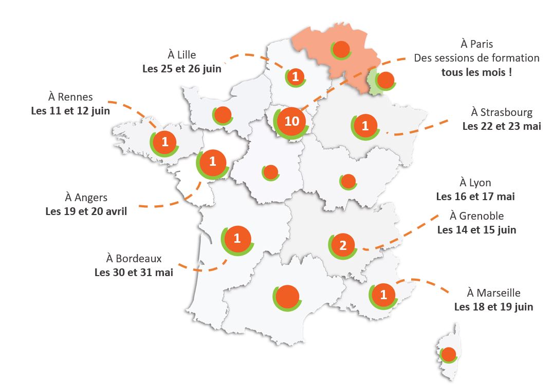 Carte des formations LUCIE 26000 partout en France au 1er semestre 2018 Label LUCIE Carte des formations LUCIE 26000 partout en France au 1er semestre 2018 Label LUCIE