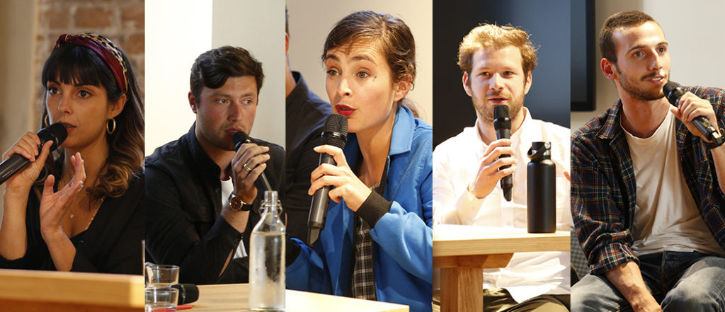 Intervenants Isma Chanez et Gaetan Gimer de Klow, Anais Dautais Les Récupérables, Gonzague Lablancherie au Juste et Antoine Morel Le Slip Français - Label LUCIE