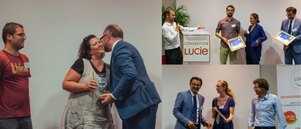 Photo des lauréats du Trophée LUCIE - MicroScop - Empreinte Digitale et CELENCIA - Label LUCIE